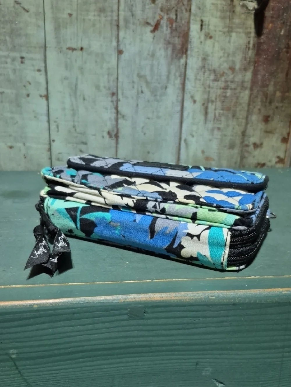 Vera Bradley Quilted Floral Wristlet in Blue, Turquoise, Black, Gray - Picture 3 of 7